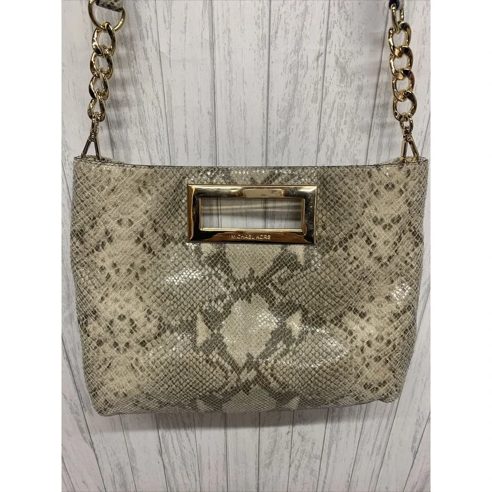 Womens Michael Kors Snake Print Crossbody Clutch Bag EUC